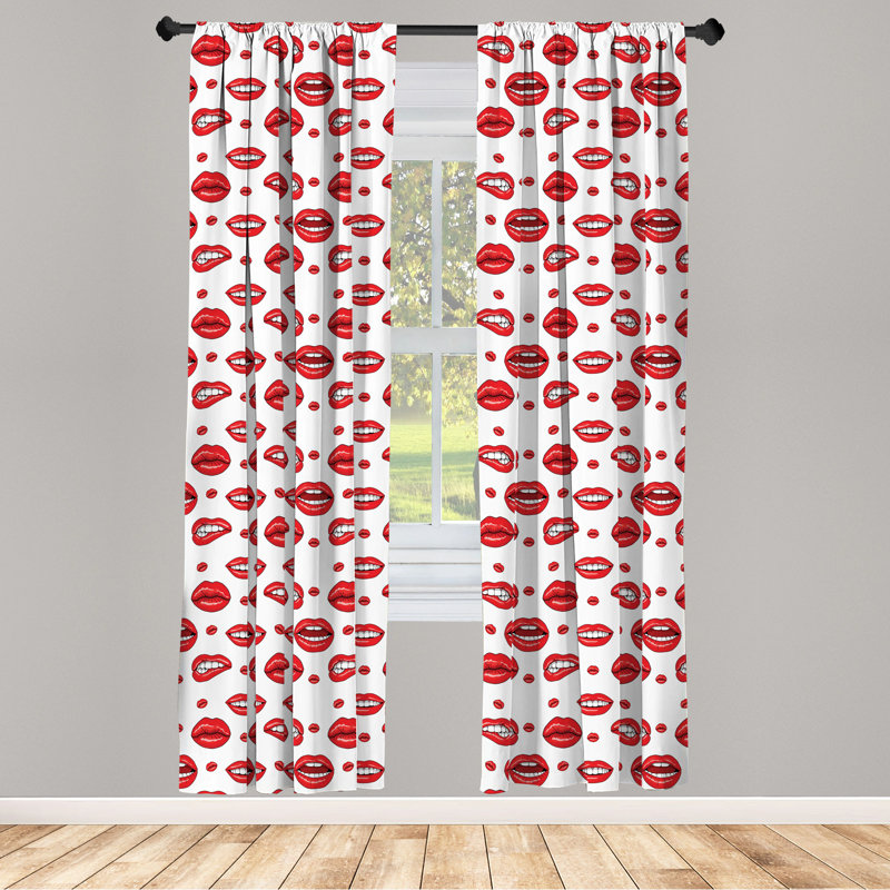 Various Women Lip Forms Semi-Sheer Rod Pocket Sliding Panel, 28" x 63"