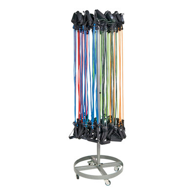 Support à roulettes Elite 28 po x 74 po - Peut contenir 100 tubes de résistance ou 400 cordes à sauter