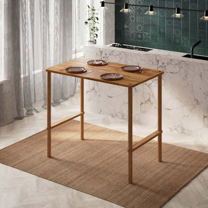 Pasific Counter Height Bar Table, Solid Beech Wood Minimalist Bar Table for Kitchen and Dining Room