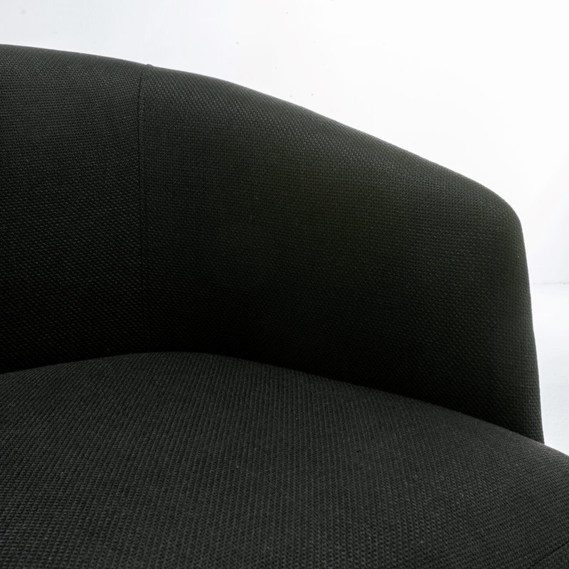Modern Upholstered Swivel Barrel Chair, Accent Chairs with Wood Base for Living Room, Performance Fabric