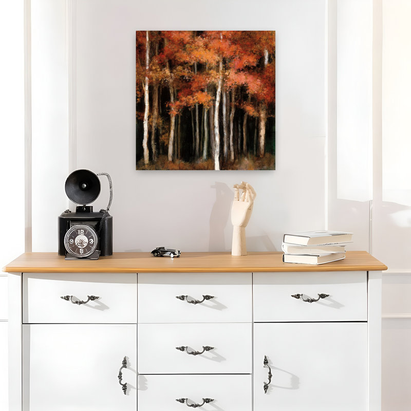Œuvres contemporaines d'oasis avec art noir d'automne, H 18 po x l 18 po