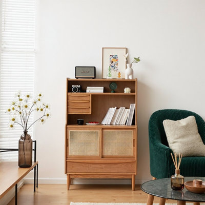Wicker Modern Round Accent Cabinet
