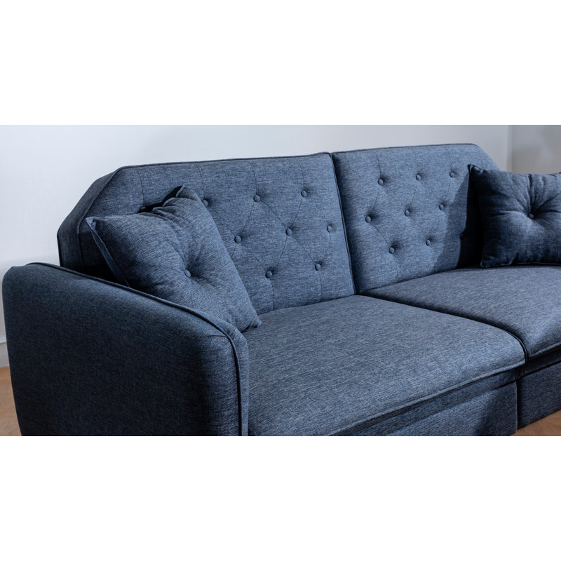 Ensemble de salon inclinable 2 pièces Audette, 100 % lin bleu foncé