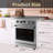 Professional Freestanding Electric Range - 30" Stainless Steel, 4.8 Cu.Ft True Convection Oven, Smooth Glass Cooktop, 4 High-Power Burners, 6 Cooking Modes, Built-In Timer, Energy Efficient, Silver