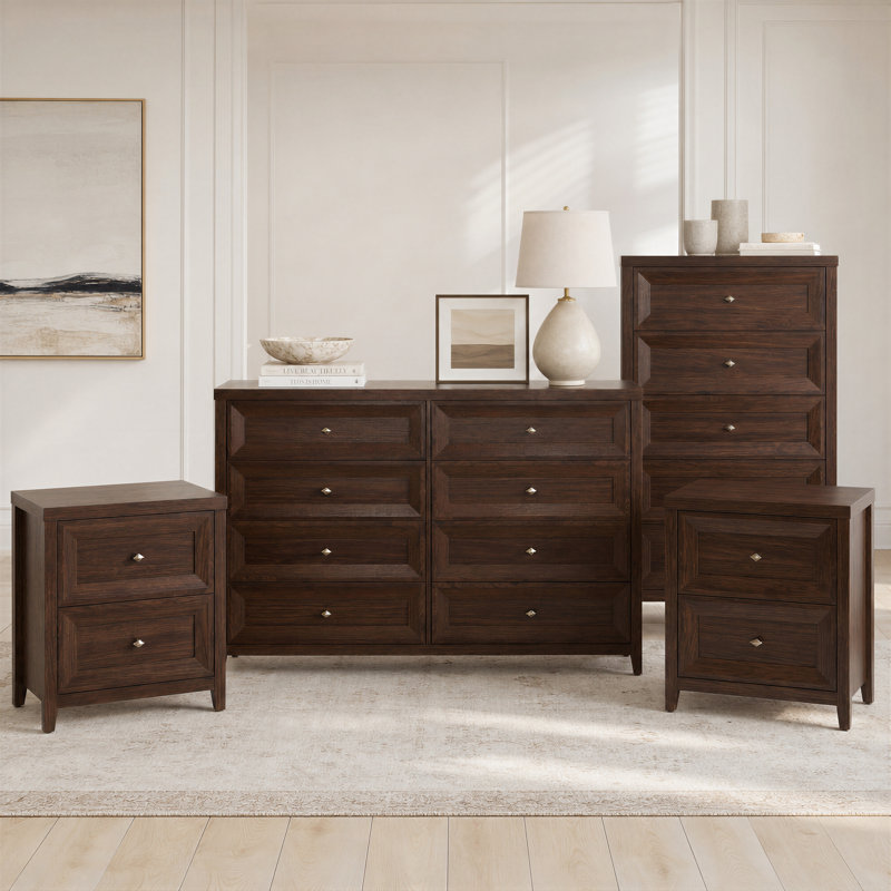 4 Piece Bedroom Set, Mahogany Brown