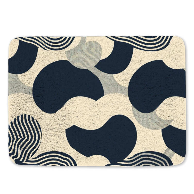 Tapis de bain abstrait botanique, L 17 po x L 24 po