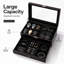 Watch Box Watch Storage Jewelry Box 2 Layer Glass Lid Lockable Display Black
