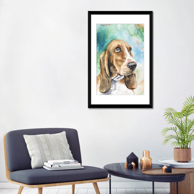 « basset i », reproduction sur toile