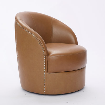 29'' Genuine Leather Swivel Barrel Chair