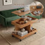 Table d'appoint mobile pivotante à 360° avec roulettes verrouillables et compartiment de rangement dissimulé, table basse et de chevet multifonctionnelle pour salon et chambre.