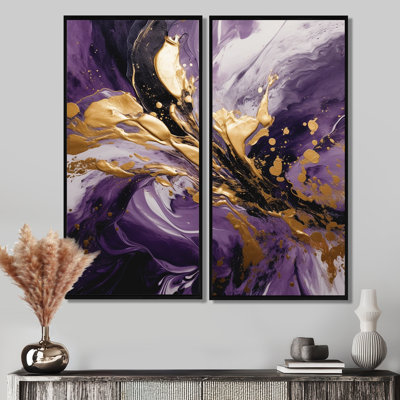 Mauve et or liquide Magic II - Mauve, reproduction d'art sur toile à 2 panneaux