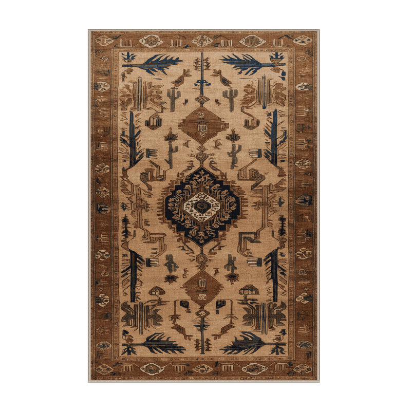 Machine Washable Persian Brown Area Rug, Rectangle 3' x 5'