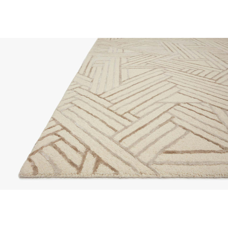 Hand Tufted Geometric Indoor Rug, Rectangle 5' x 7'6"