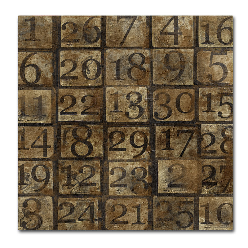 « grungy number blocks », art textuel sur toile tendue, H 24 po x l 24 po