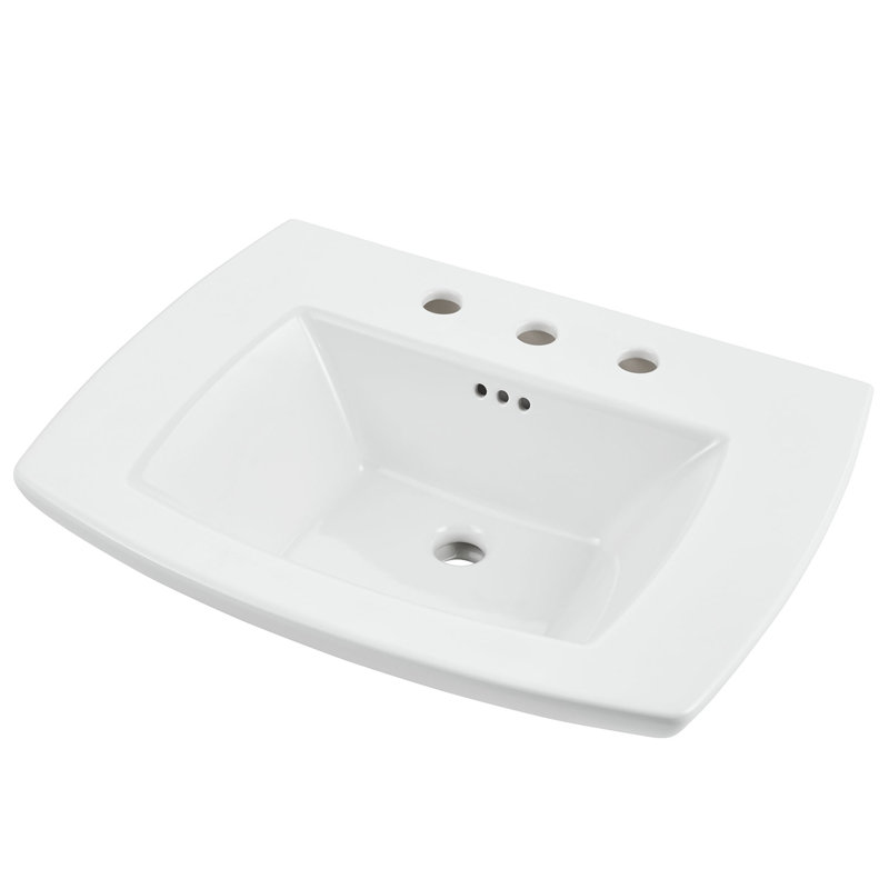 Edgemere 25'' White Ceramic Rectangular Pedestal Bathroom Sink