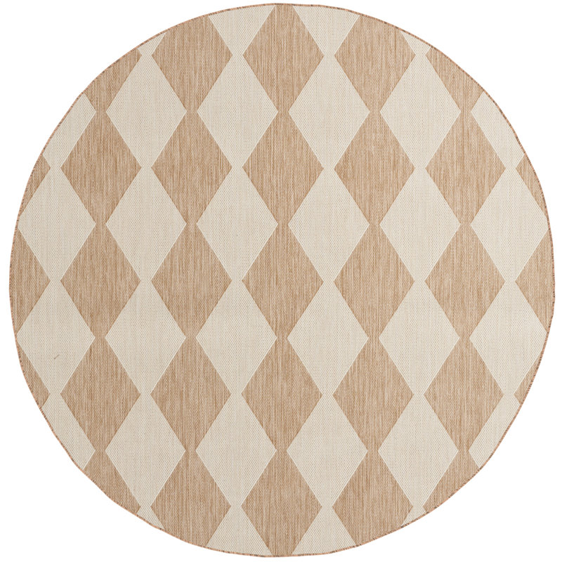 Rectangle Positano Indoor/Outdoor Area Rug, Round 6', Tan