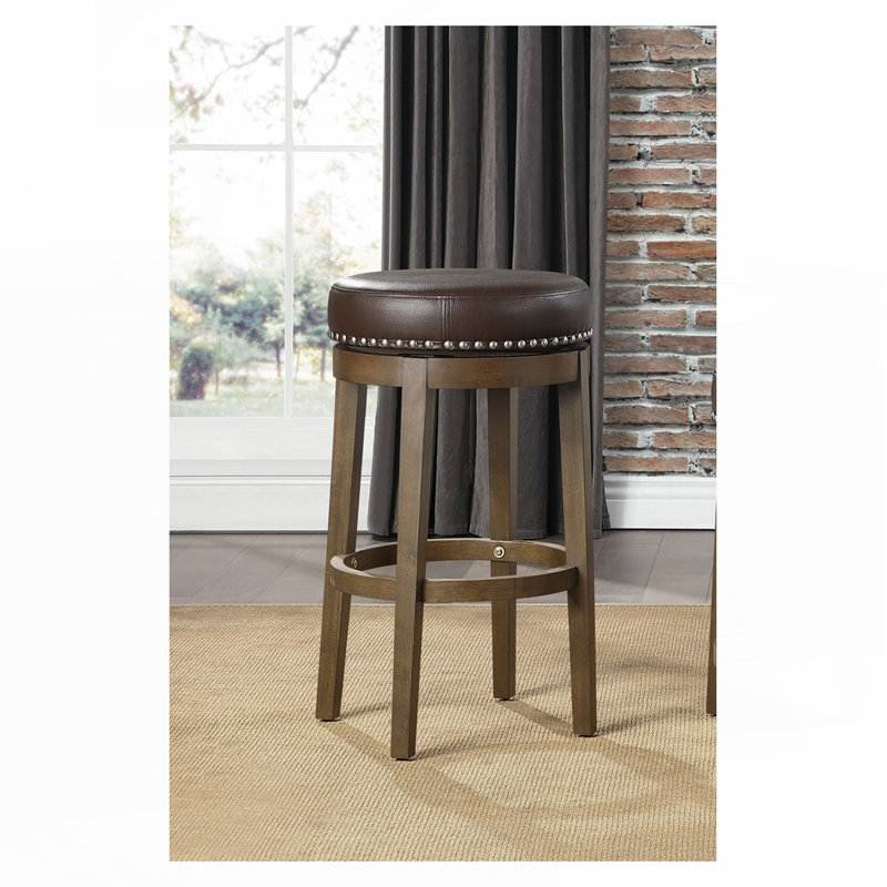 Round Swivel Stools Set, Bar Stool (30.5" Seat Height), Brown