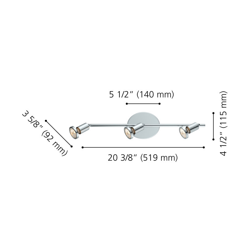 Nichols 4.92'' 3 -Light Fixed Track Track Kit with Dimmable and Adjustable Head, Chrome