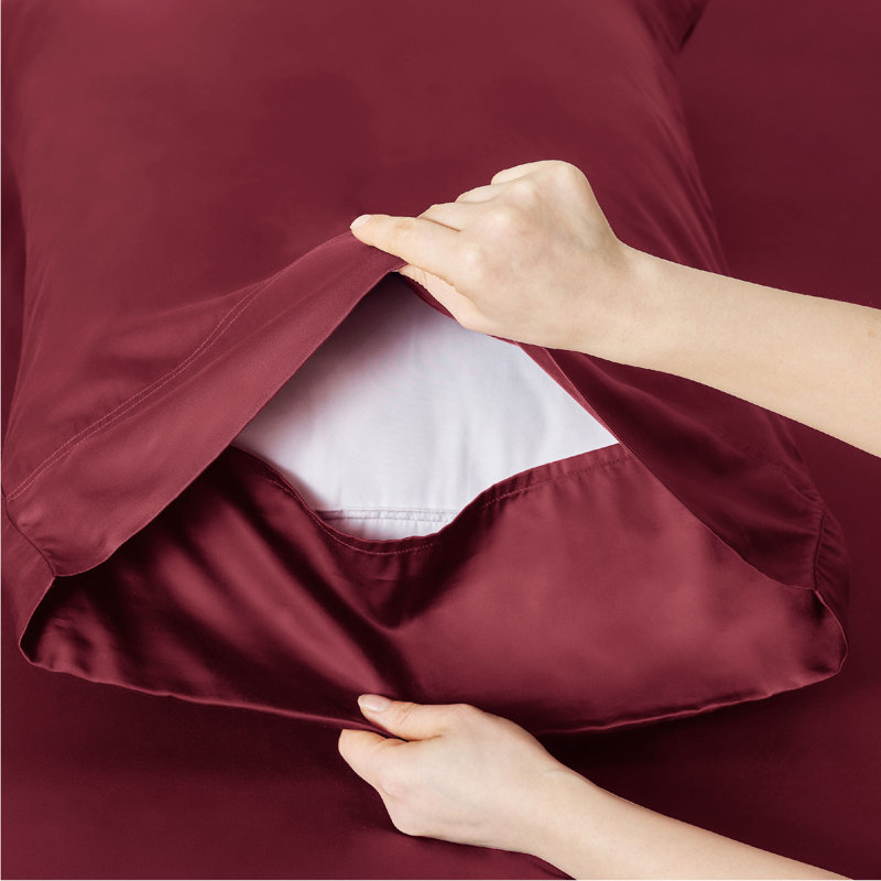 Essential Collection Cooling Rayon Derived from Bamboo Sheet Set, Burgundy, Twin Sheet Set with 1 Pillowcase