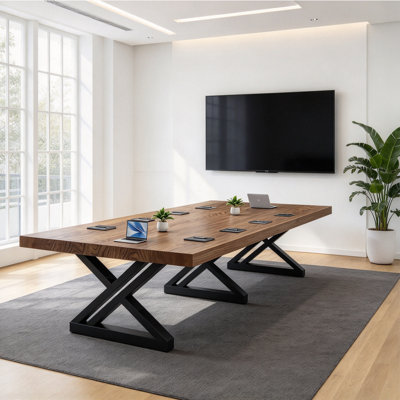 10-person solid wood rectangular conference table