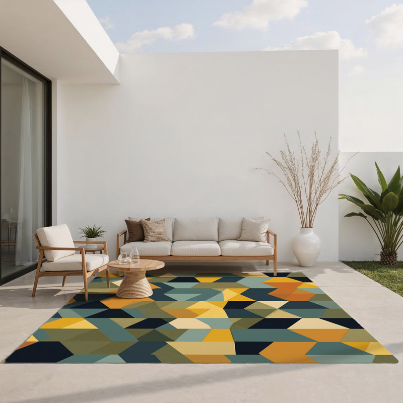 Terra Pixels Indoor And Outdoor Area Rug, Rectangle 3' x 5'