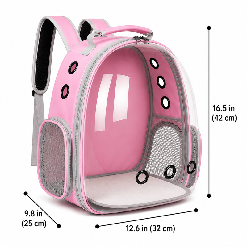 Sac à dos de transport pour animaux de compagnie pour chats et petits chiens, transporteur de bulles avec ventilation en filet et laisse de sécurité 
