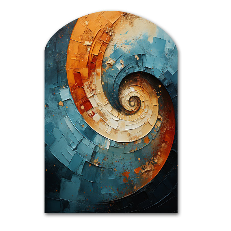 «Cindylou - Abstract Spirals», art mural asymétrique en métal, arche moderne, H 43 po x l 33 po