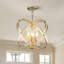 Lustre en cristal doré à 4 lumières sphériques encastrées, abat-jour en forme de sphère industrielle avec abat-jour en forme de goutte d'eau, luminaire suspendu réglable pour la salle à manger