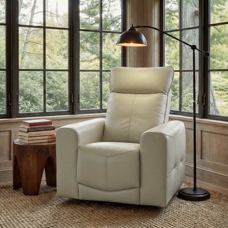 Fauteuil inclinable électrique en cuir véritable de 37,2 po de largeur avec pivot et planeur Weddel