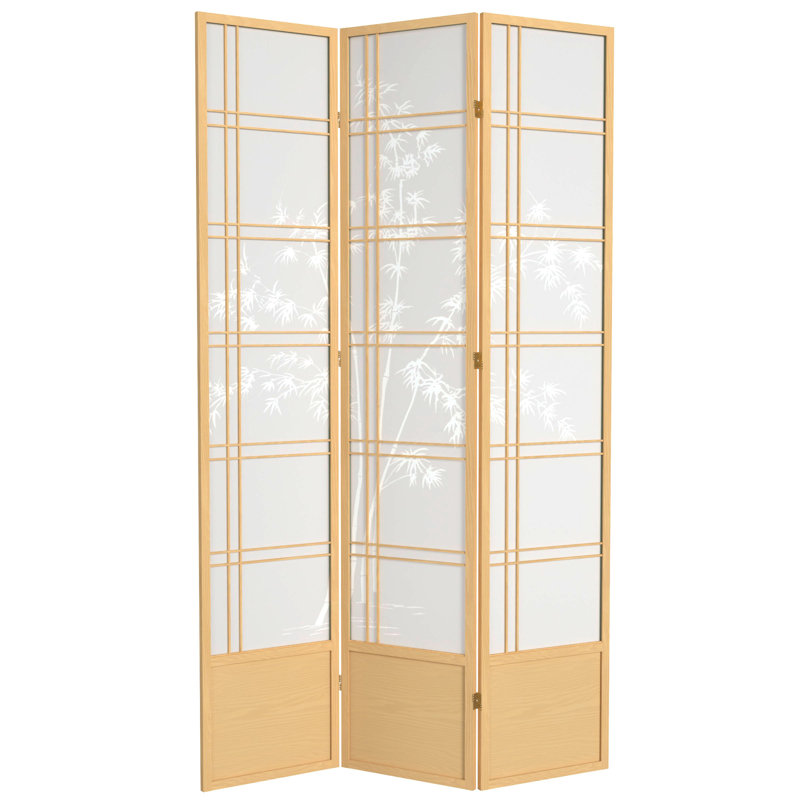 Cloison pliante Keitez, 3 panneaux, Naturel