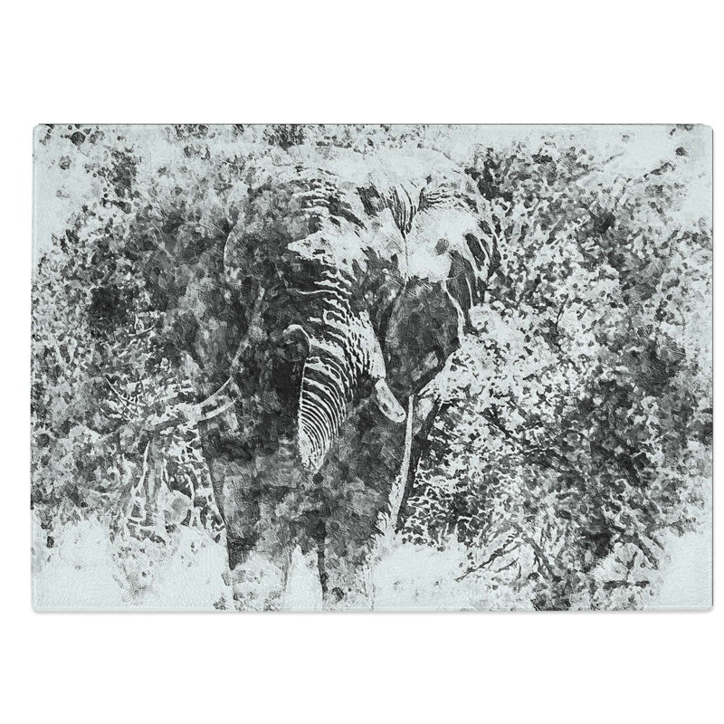 Tempered Glass The Majestic Elephant in Abstract Chopping Board, 39 cm W x 28.5 cm L