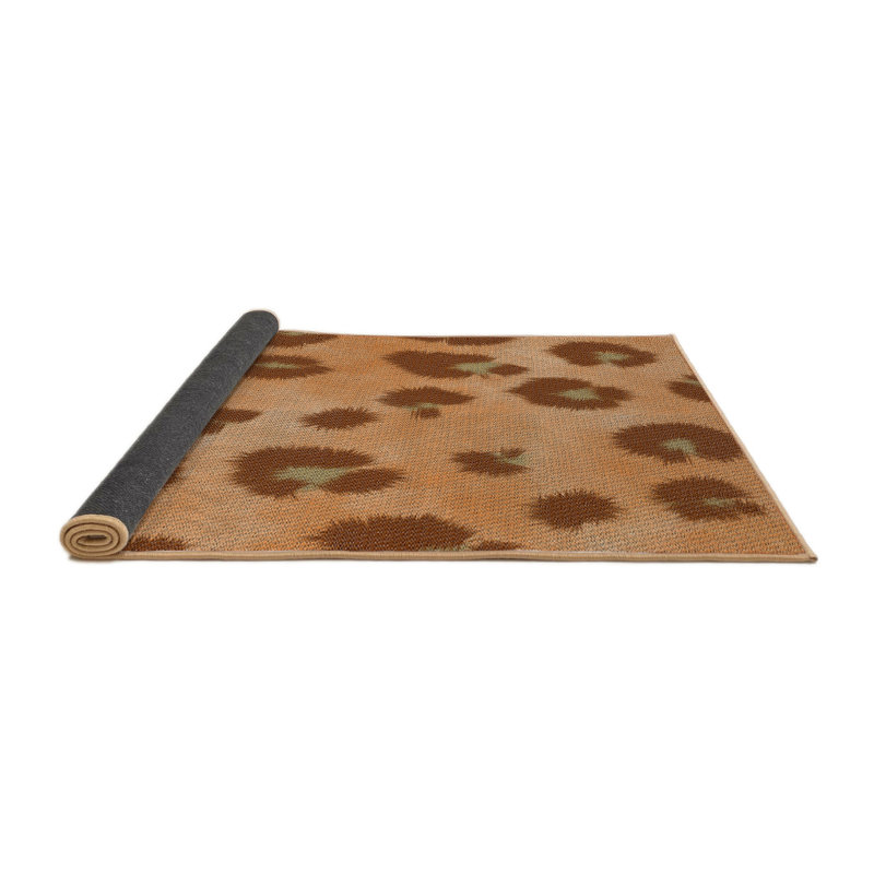 Tapis orange/brun à motif, Rond 8 pi