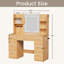 Bureau de meuble-lavabo en bois avec éclairage à DEL de 43,3 po avec tiroirs de rangement pour bijoux, multiprise intégrée et support pour sèche-cheveux, coiffeuse à maquillage à rangement multiple pour bureau de chambre à coucher-466093701