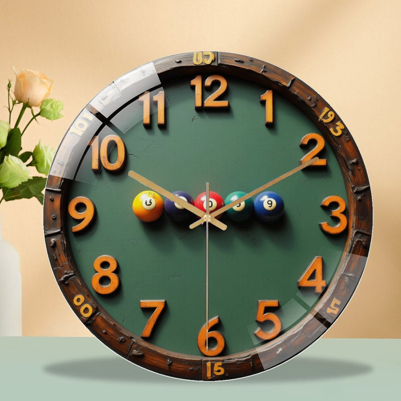 Horloge murale ronde en verre 12 po