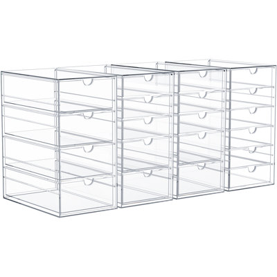 Sorbus Clear Storage and Organizer Bins with Drawers, 4 Pcs Stackable Storage Cases for Office, Kitchen, Crafts, and More, 20 Drawer