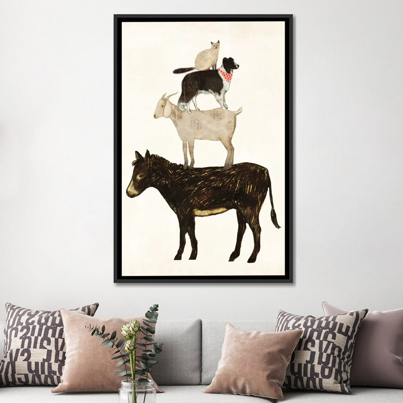 " Barnyard Buds VI ", Black Framed Canvas, 48" H x 32" W x 1.5" D