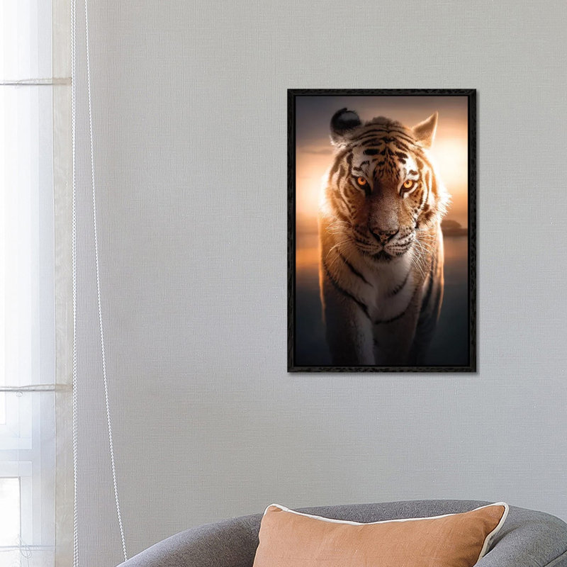 The Glowing Tiger by Zenja Gammer - Print on Canvas, Black Framed, 66.04 cm H x 45.72 cm W