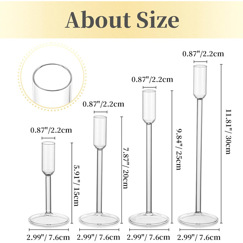 Ensemble de 8 porte-bougies effilés en verre