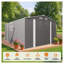 Remise de rangement extérieure en métal 10 x 14 pi avec trois portes verrouillables, remise de jardin en acier galvanisé durable pour l'équipement de jardin, de patio et de pelouse