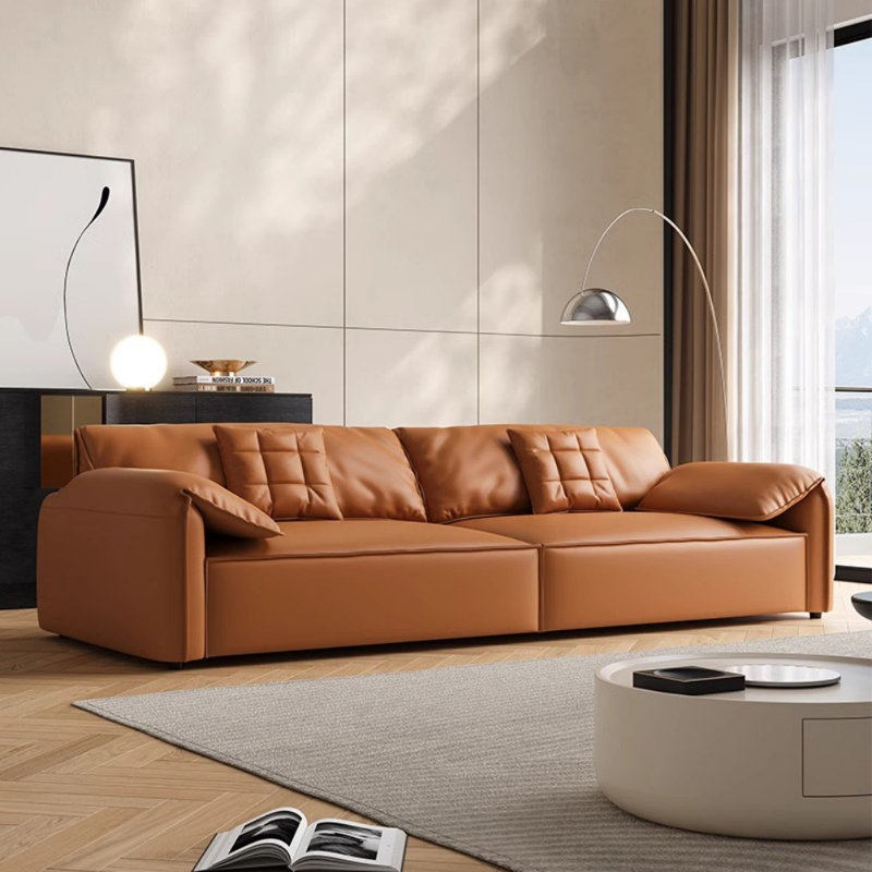 Creative Minimalist Casual Sofa, Orange, 4, 27.56" H x 110.24" W x 41.34" D