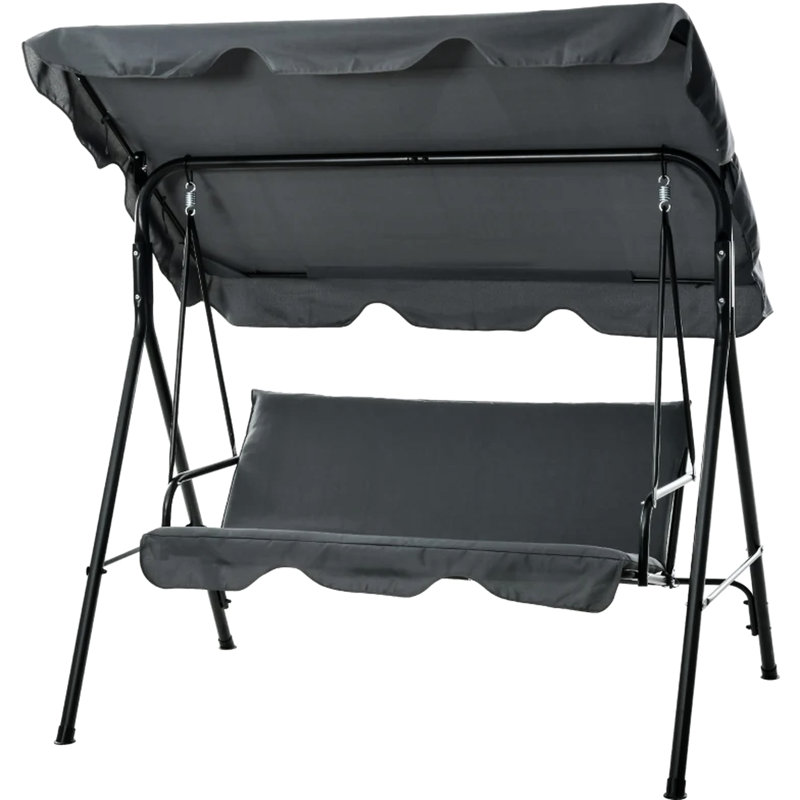 Balancelle de patio réglable pour 3 personnes à baldaquin pour les espaces extérieurs, au bord de la piscine et dans la cour, rembourrée, baldaquin, support en acier, assemblage requis avec balcon inclinable, sièges confortables