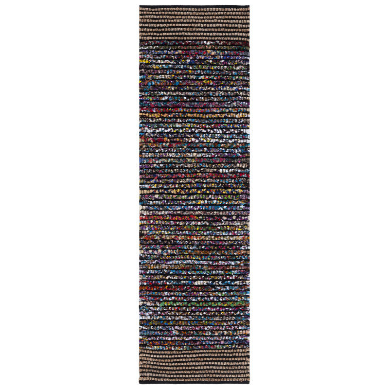 Palembang Hand Woven 0.6 Cotton 0.4 Jute Striped Rug, Runner 2'3" x 8'