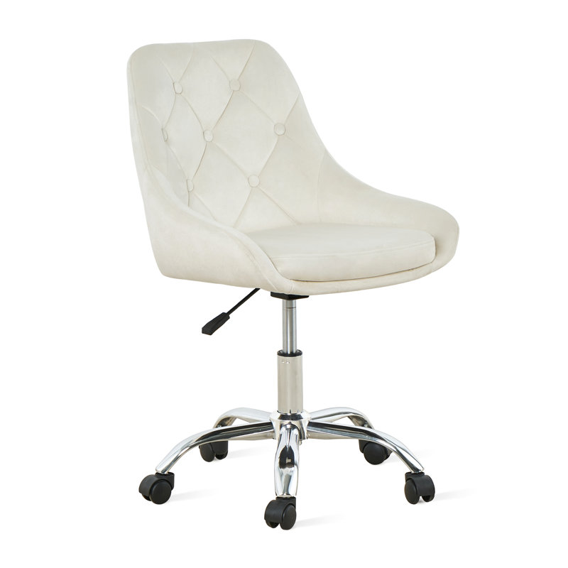 Chaise de bureau pivotante à 360 ° à hauteur réglable, Velours ivoire