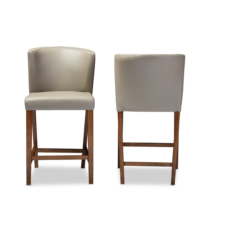 Aisa Dandry 23.6'' Counter Stool in Gray Dark Walnut finish, 35.8'' H X 18.33'' W X 21.84'' D