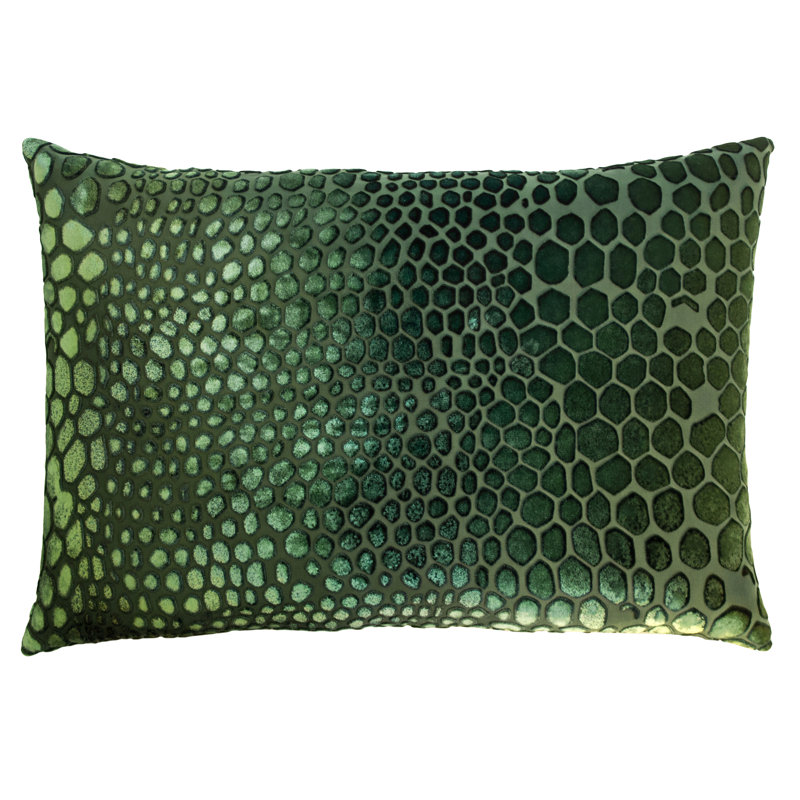 Lumbar Velvet Pillow Cover & Insert, 14"H x 20"W, Evergreen