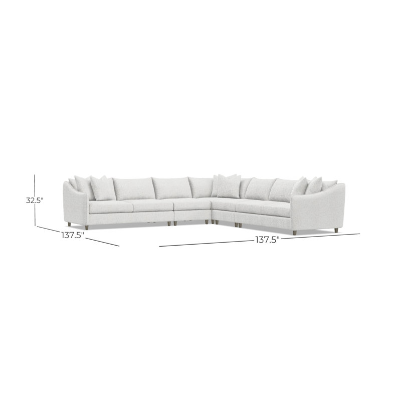 Joli Sectional, White Polyester, Greige, 32.5" H x 137.5" W x 137.5" D