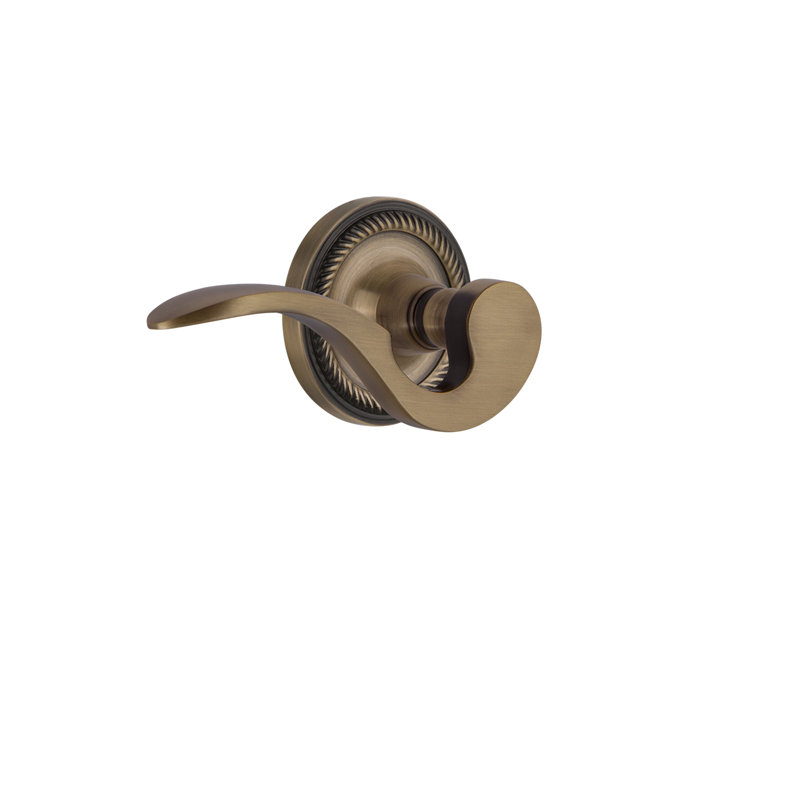 Rope Rosette Passage (Hall & Closet) with Manor Lever, Antique Brass, Right, 2.75"