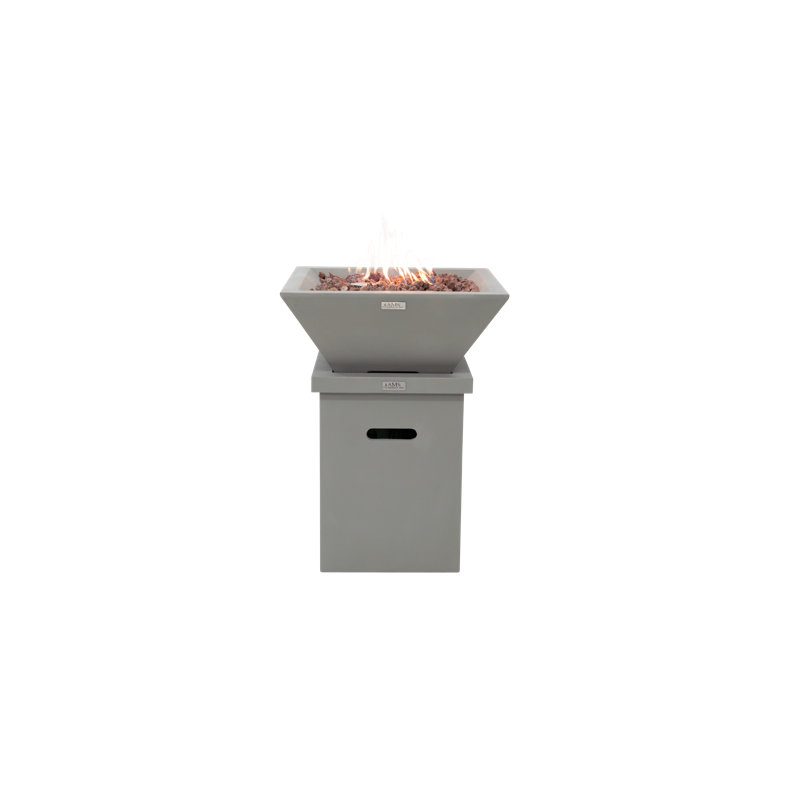 Rockland 27" Square Fire Bowl with Pedestal Base, Light Gray, Natural Gas
