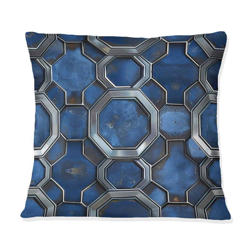 Coussin bleu argenté Midcentury Midcentury, H 16 po x l 16 po