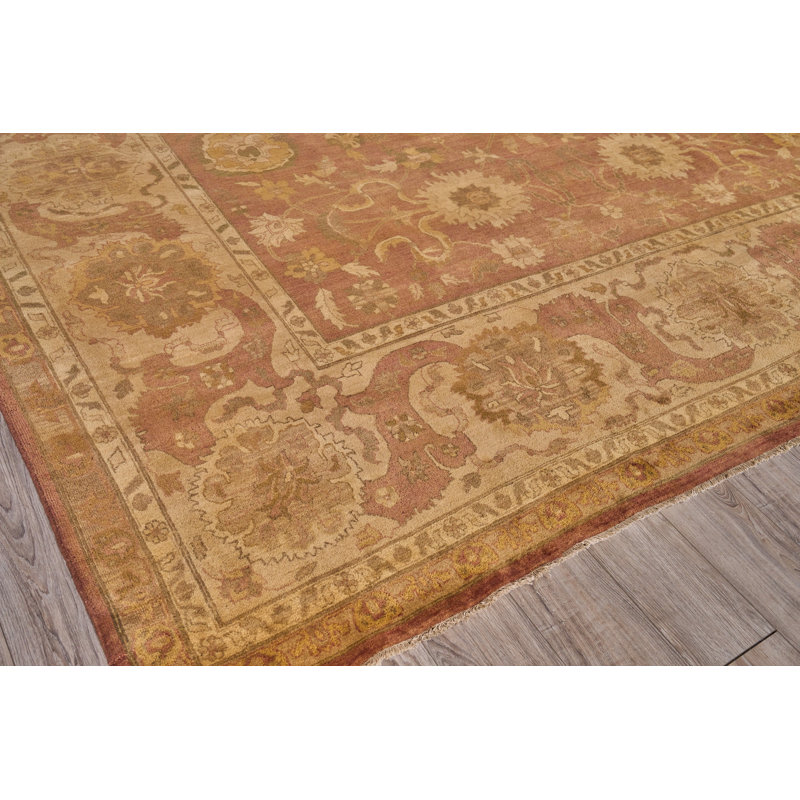 Hand-Knotted Floral Wool Rectangular Area Rug, 12'3" x 15'6"